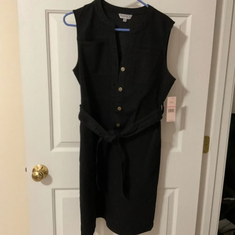 Nanette Lepore Sleeveless Denim Button Down Mini Dress Black Size 10 - Picture 2 of 10
